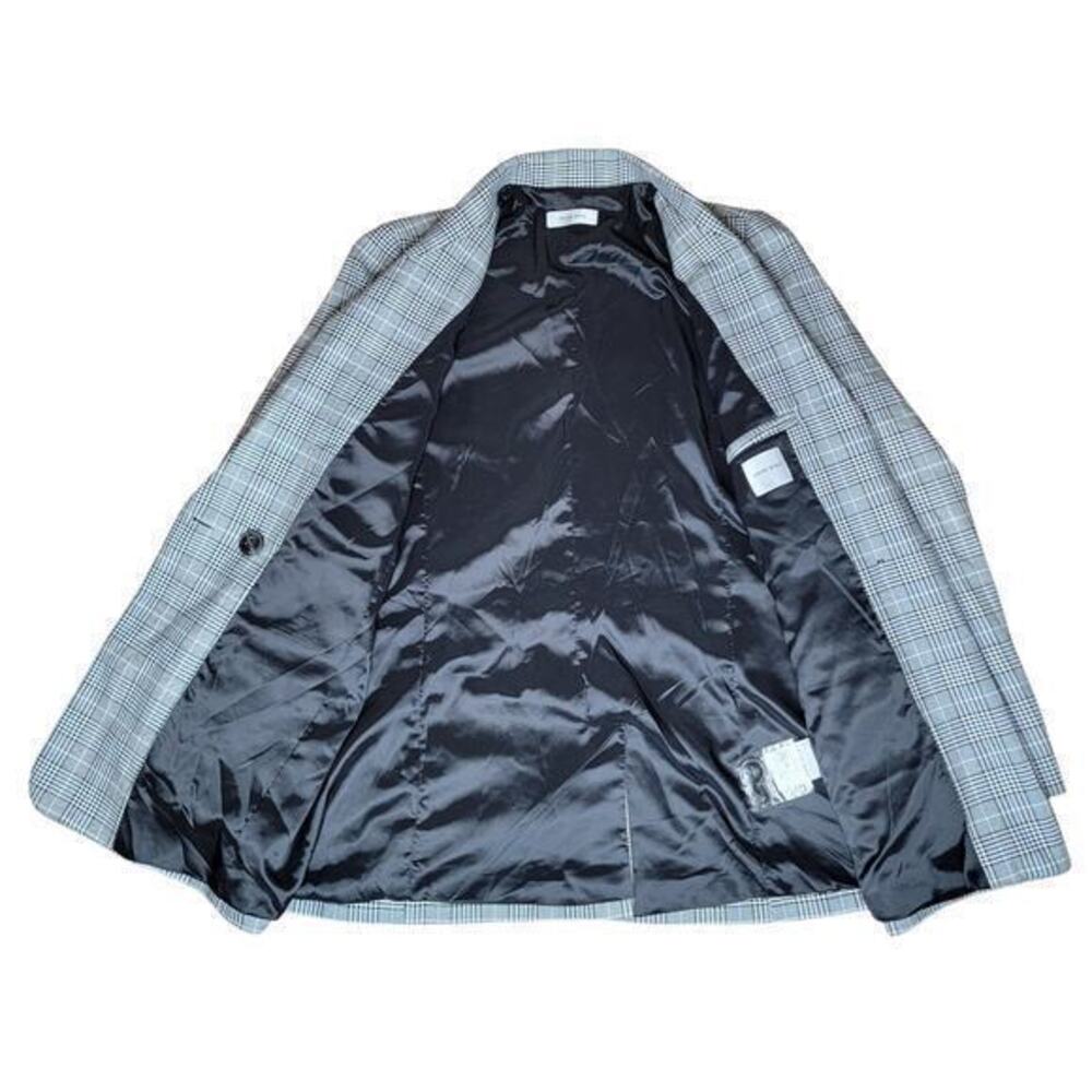 Anine Bing Madeleine Blazer Grey/Blue Plaid size Small Classic Double Breasted‎ - Picture 4 of 10
